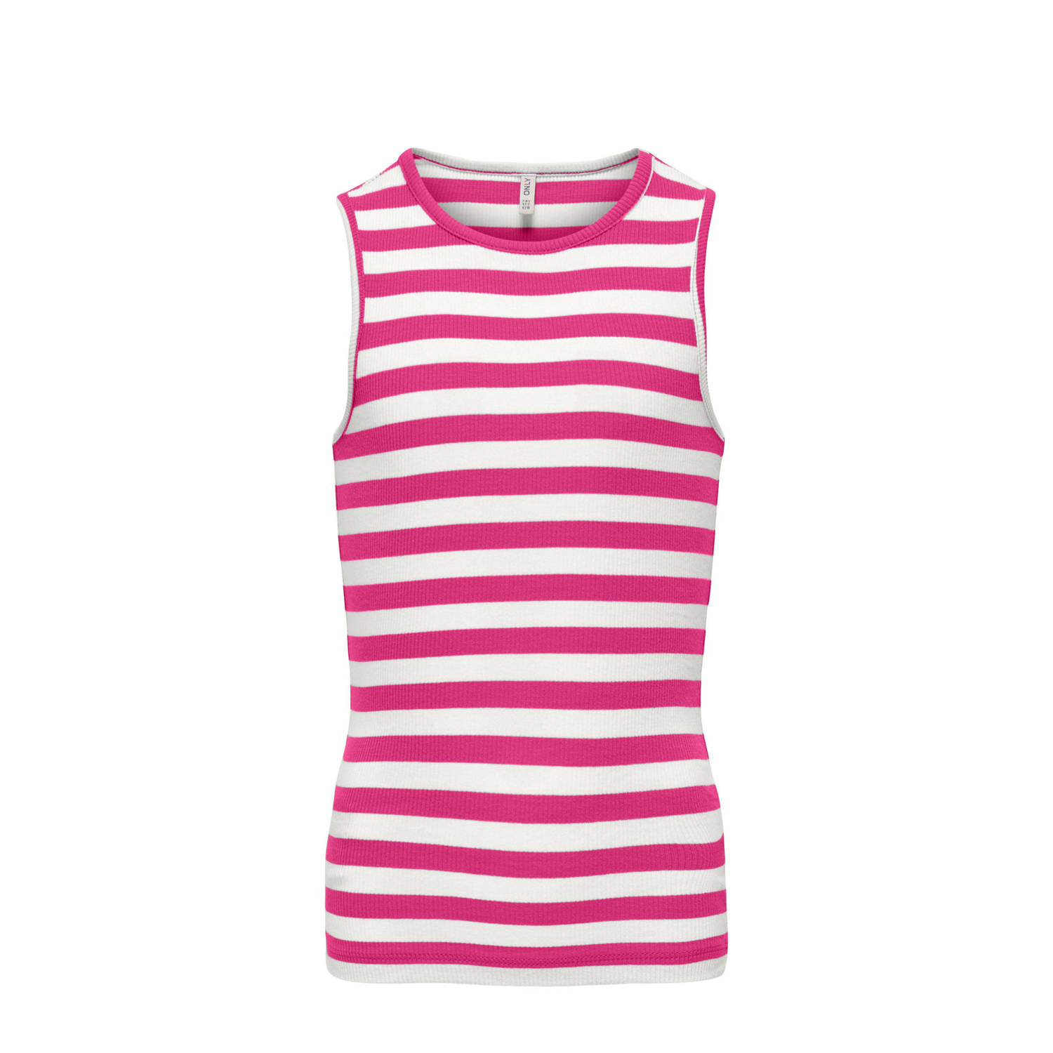 ONLY KIDS GIRL mouwloze top rib gebreid fuchsia wit