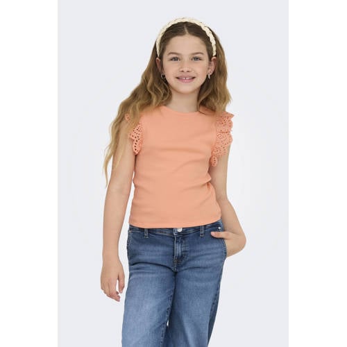 KIDS ONLY GIRL mouwloze top zalm broderie afbeelding
