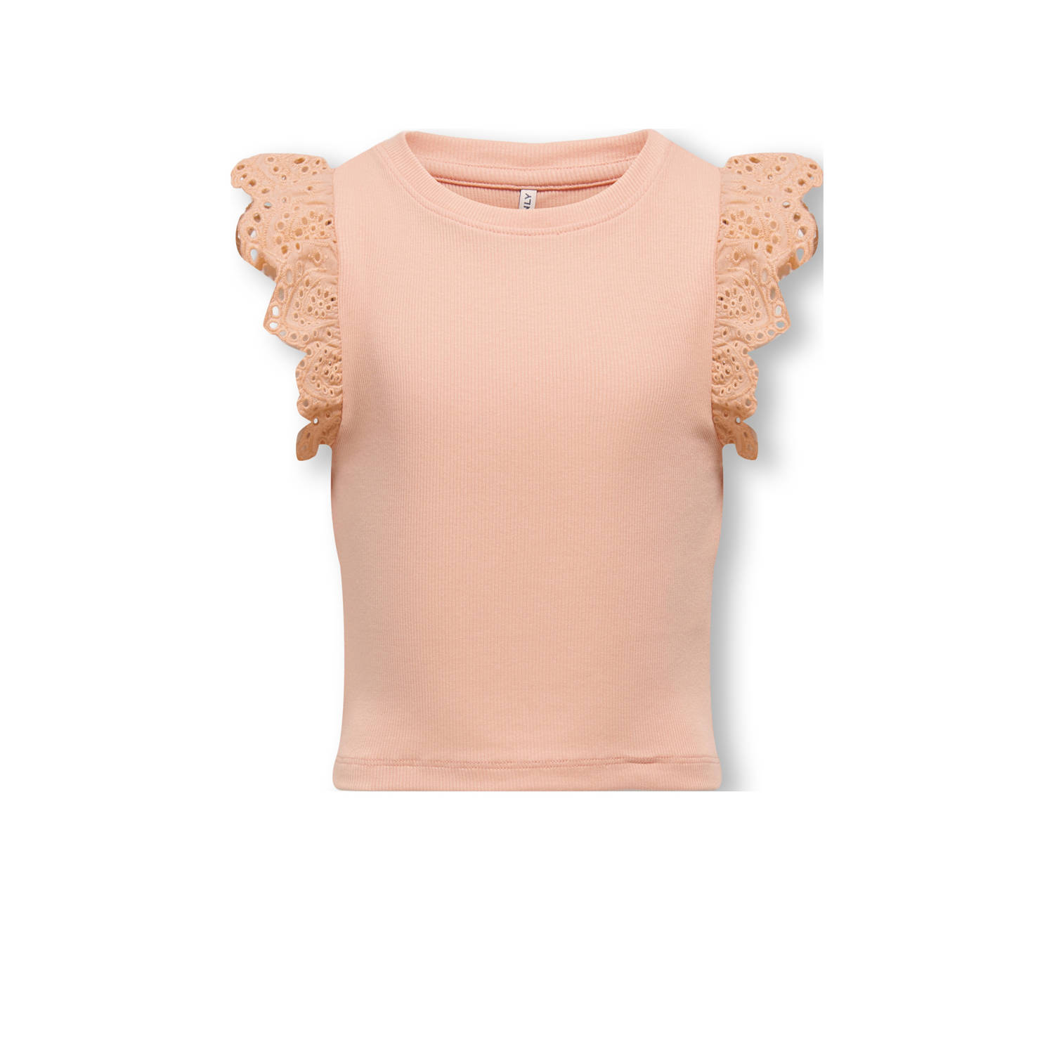 ONLY KIDS GIRL mouwloze top zalm broderie