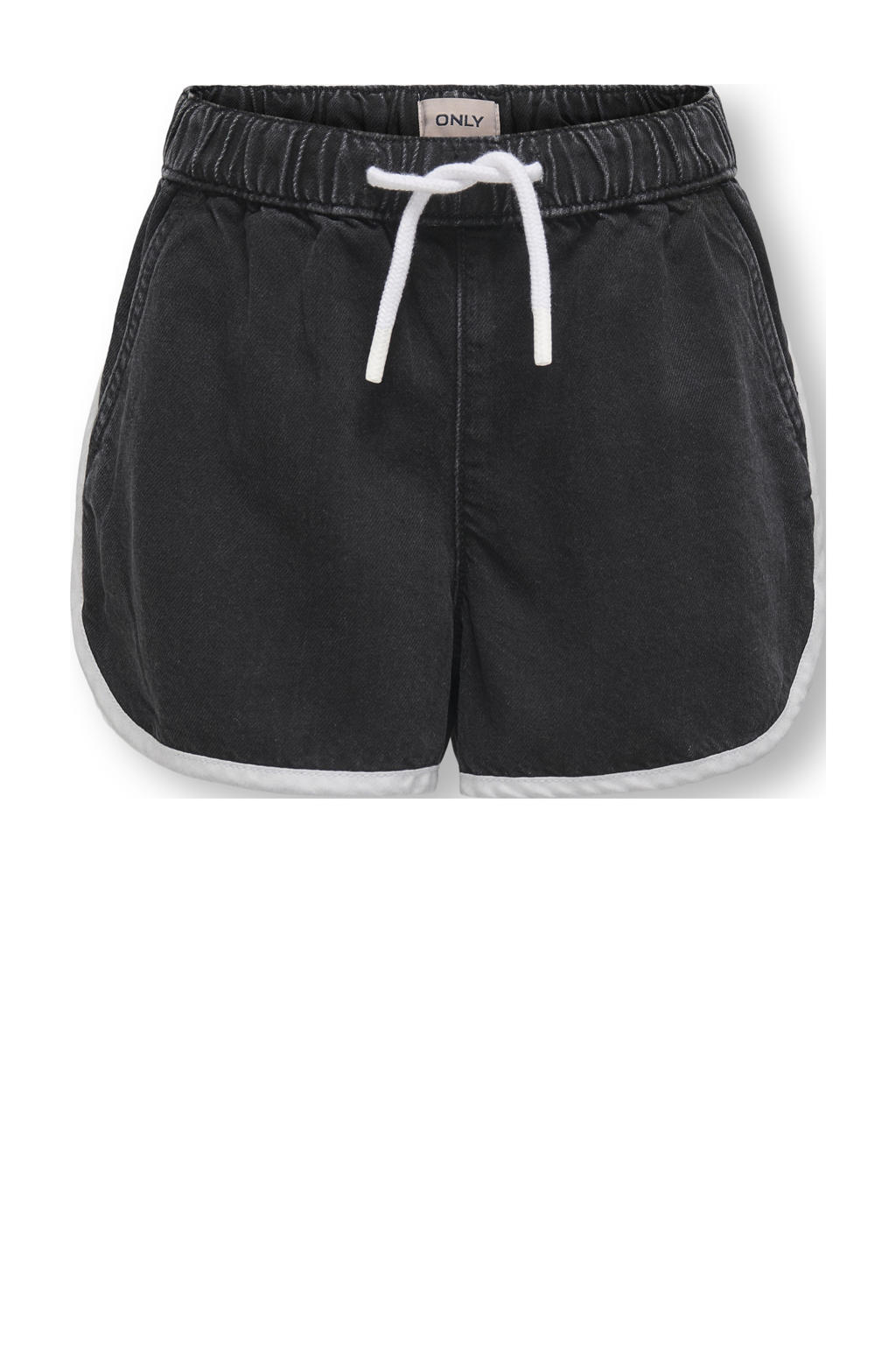 Zwarte meisjes KIDS ONLY GIRL short van denim met relaxed, elastische tailleband met koord en effen