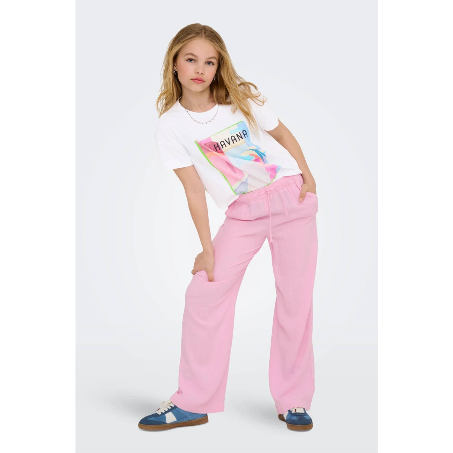 ONLY KIDS GIRL straight casual broek roze