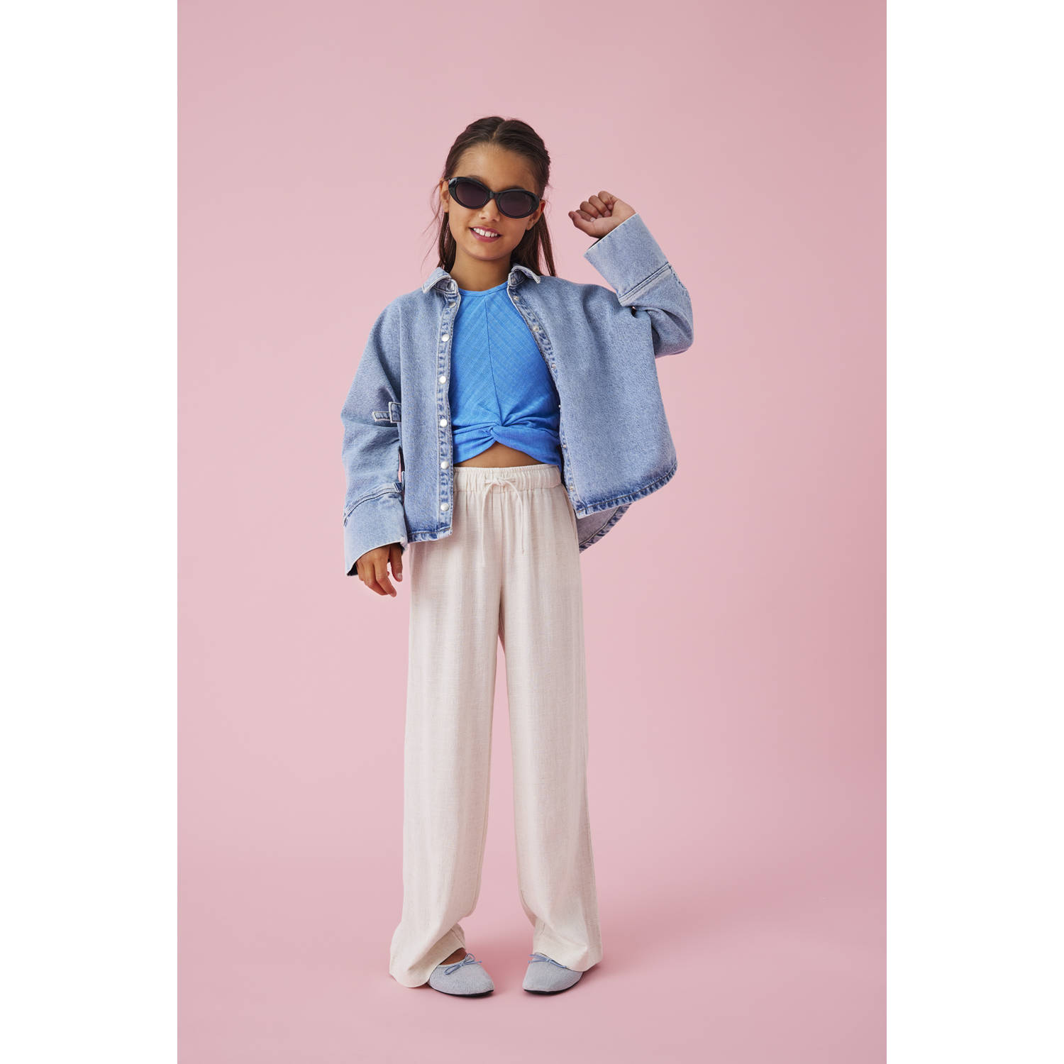 ONLY KIDS GIRL straight casual broek ecru