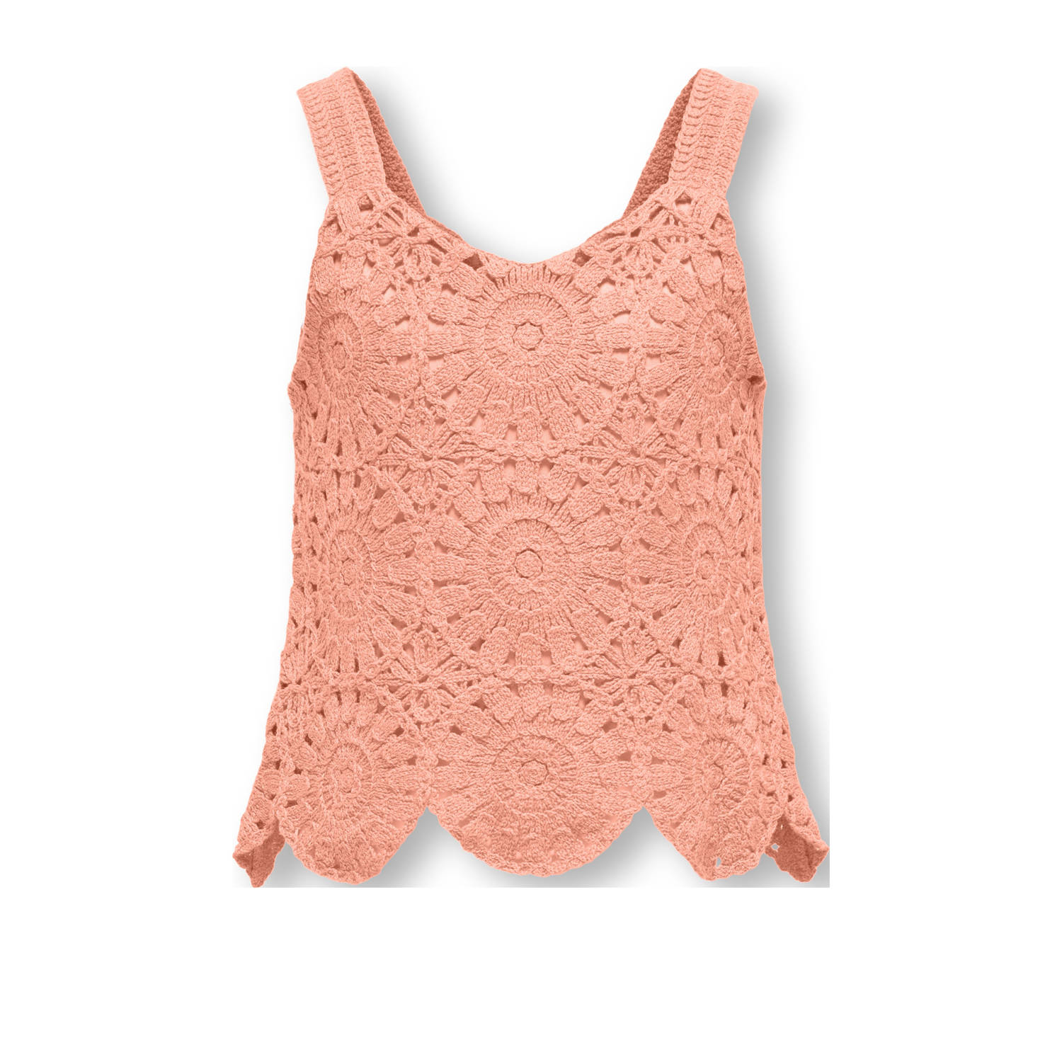 ONLY KIDS GIRL mouwloze top zalm gehaakt