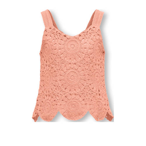 KIDS ONLY GIRL mouwloze top zalm gehaakt afbeelding