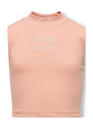 mouwloze top zalm