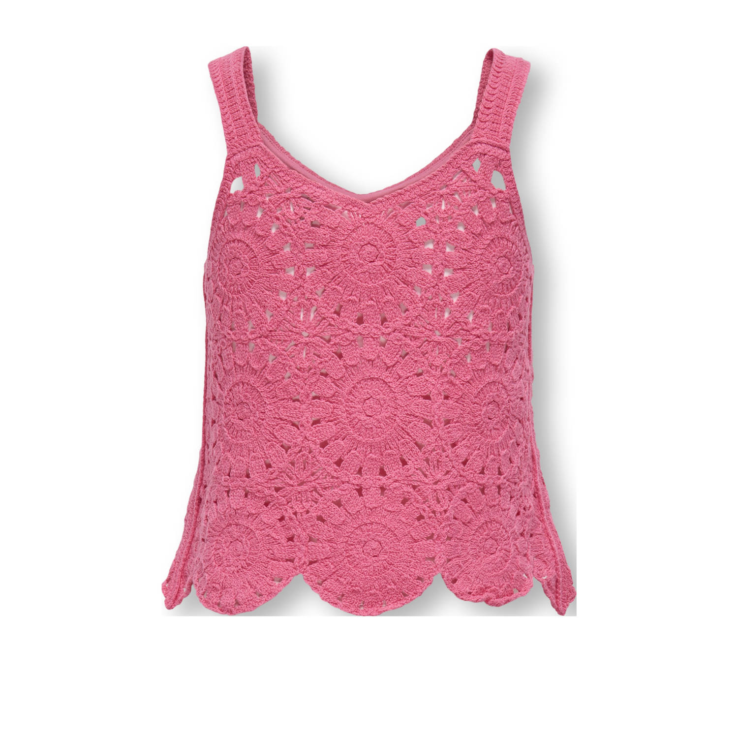 ONLY KIDS GIRL mouwloze top roze gehaakt