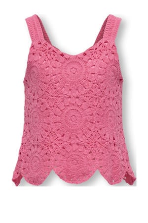 mouwloze top roze gehaakt