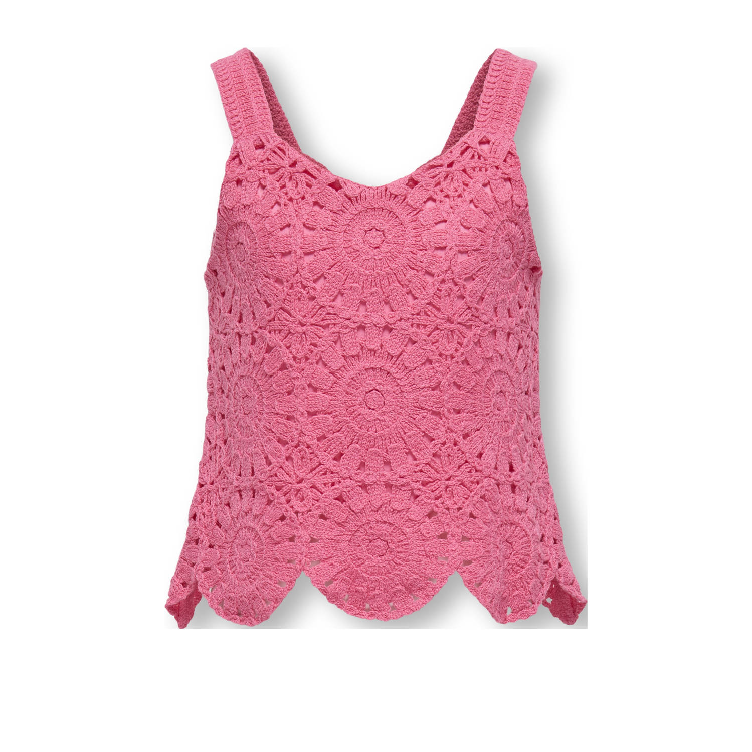 ONLY KIDS GIRL mouwloze top roze gehaakt