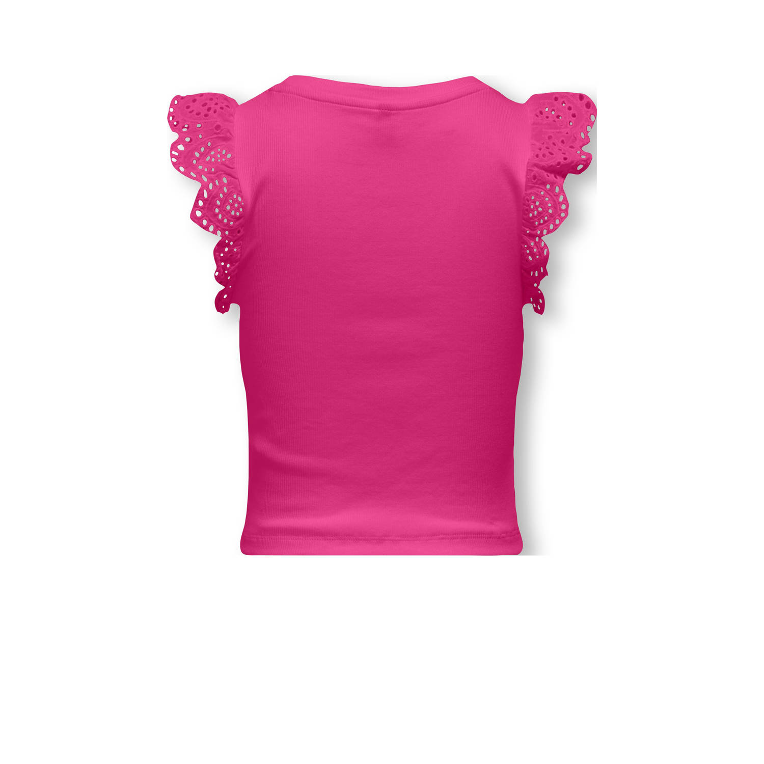 ONLY KIDS GIRL mouwloze top fuchsia broderie