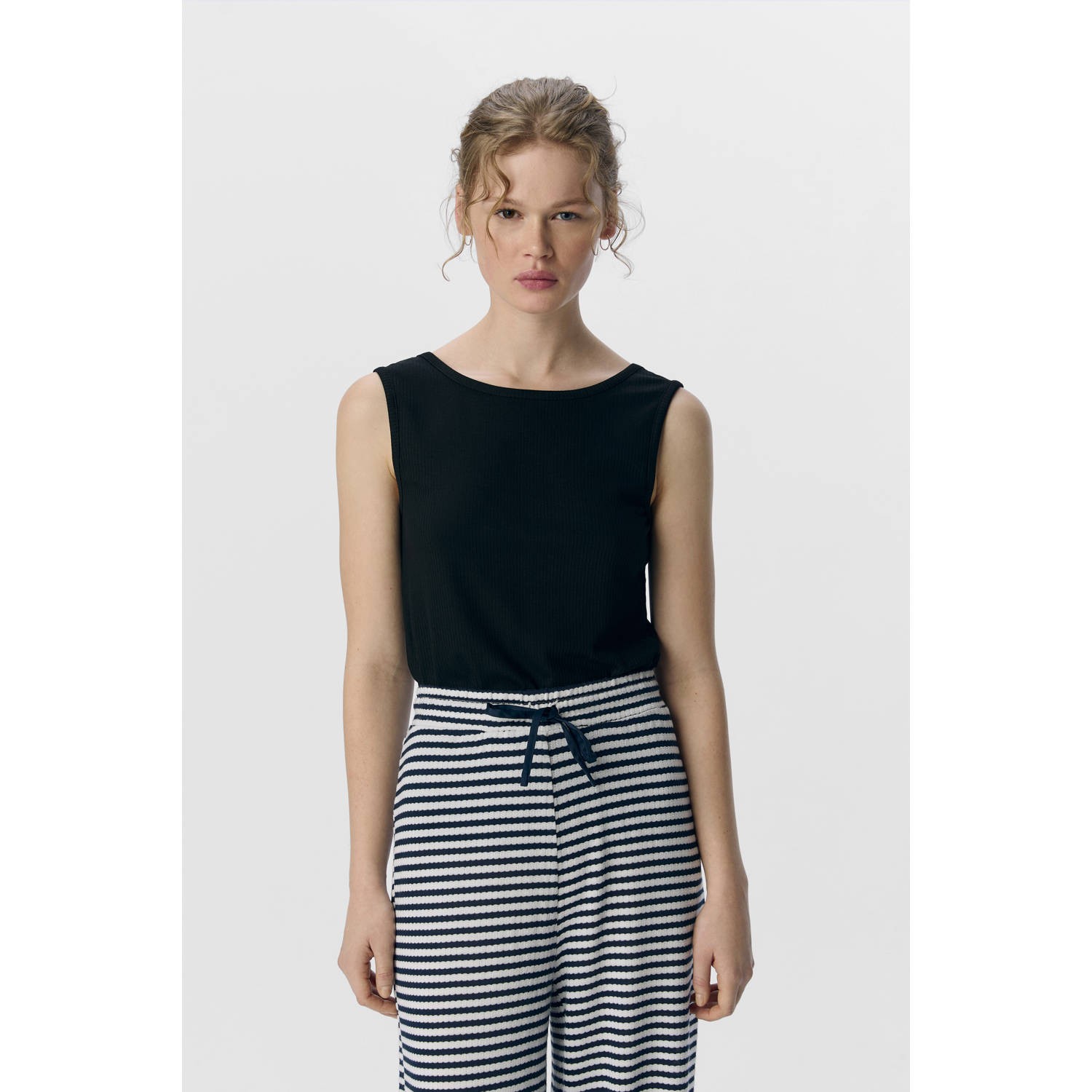OBJECT top zwart rib gebreid