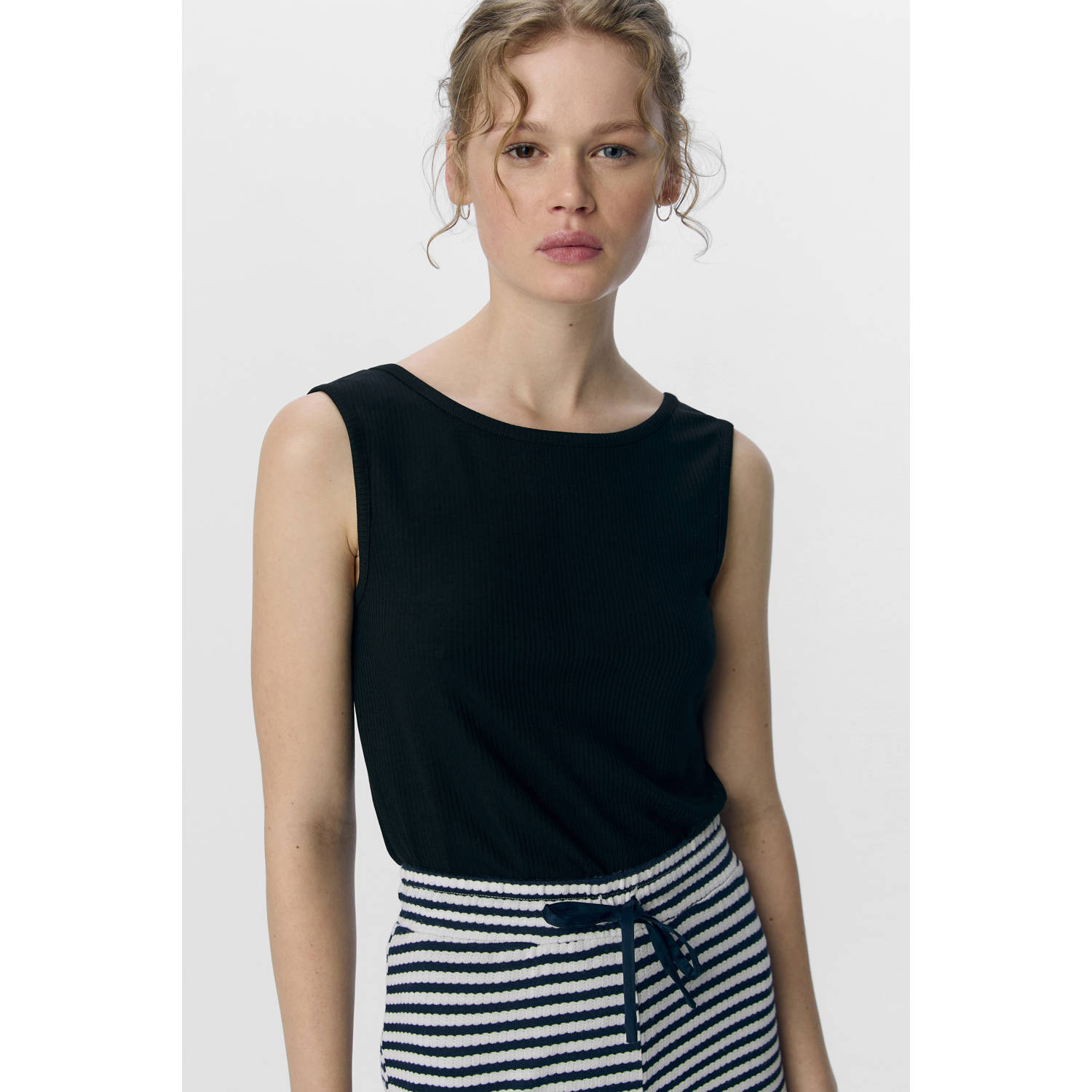 OBJECT top zwart rib gebreid