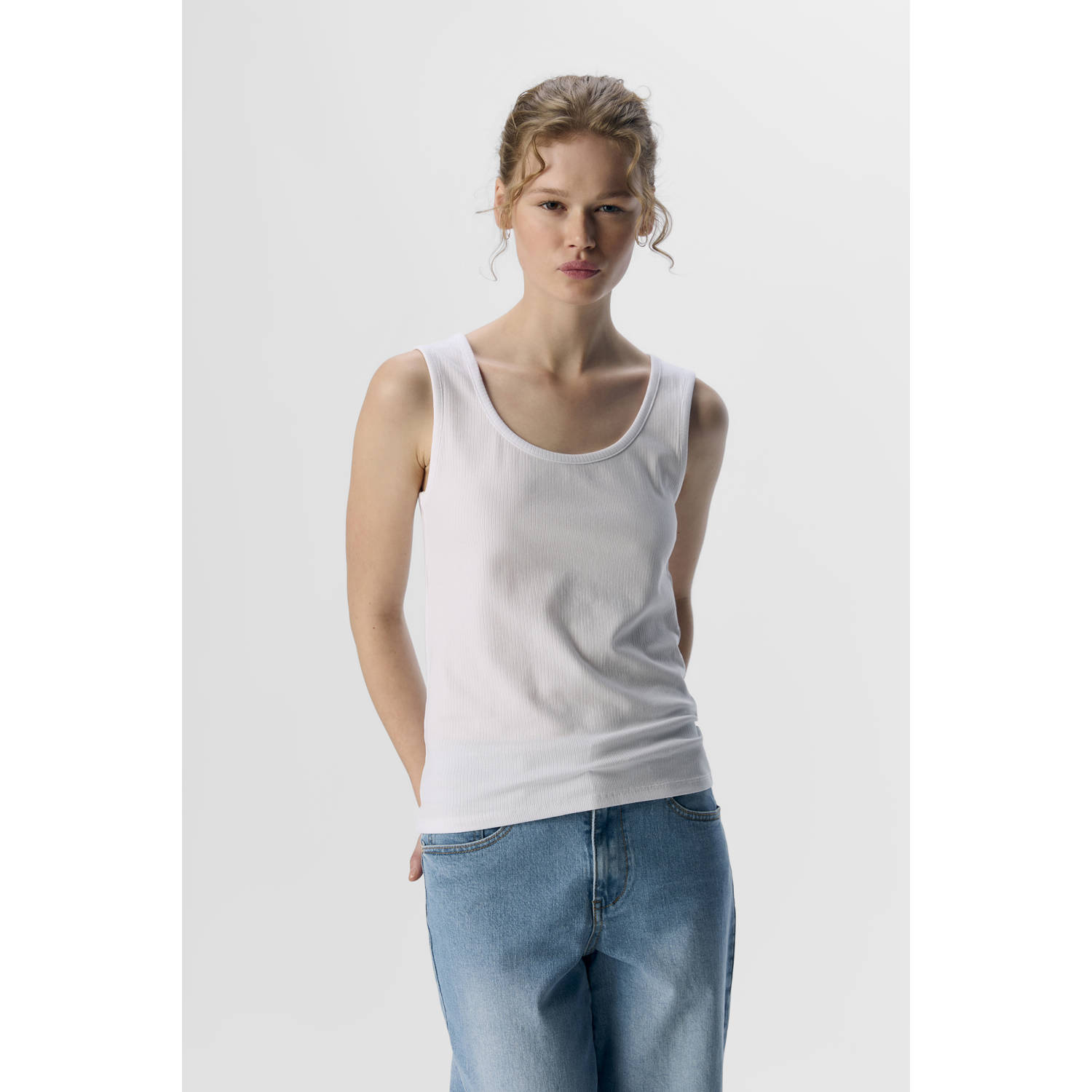 OBJECT top wit rib gebreid