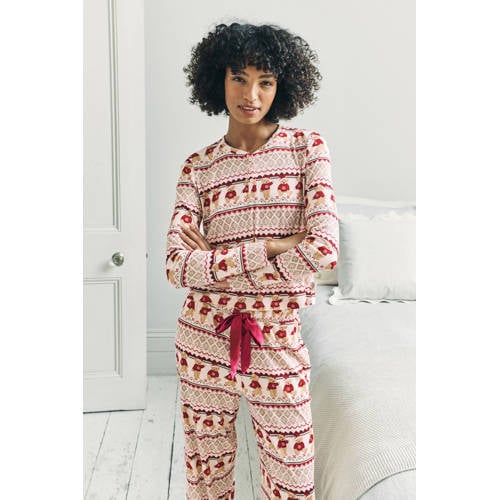 Chelsea Peers pyjama met kerstprint ecru/rood afbeelding