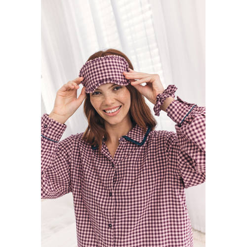Chelsea Peers pyjama met slaapmasker donkerrood/roze afbeelding