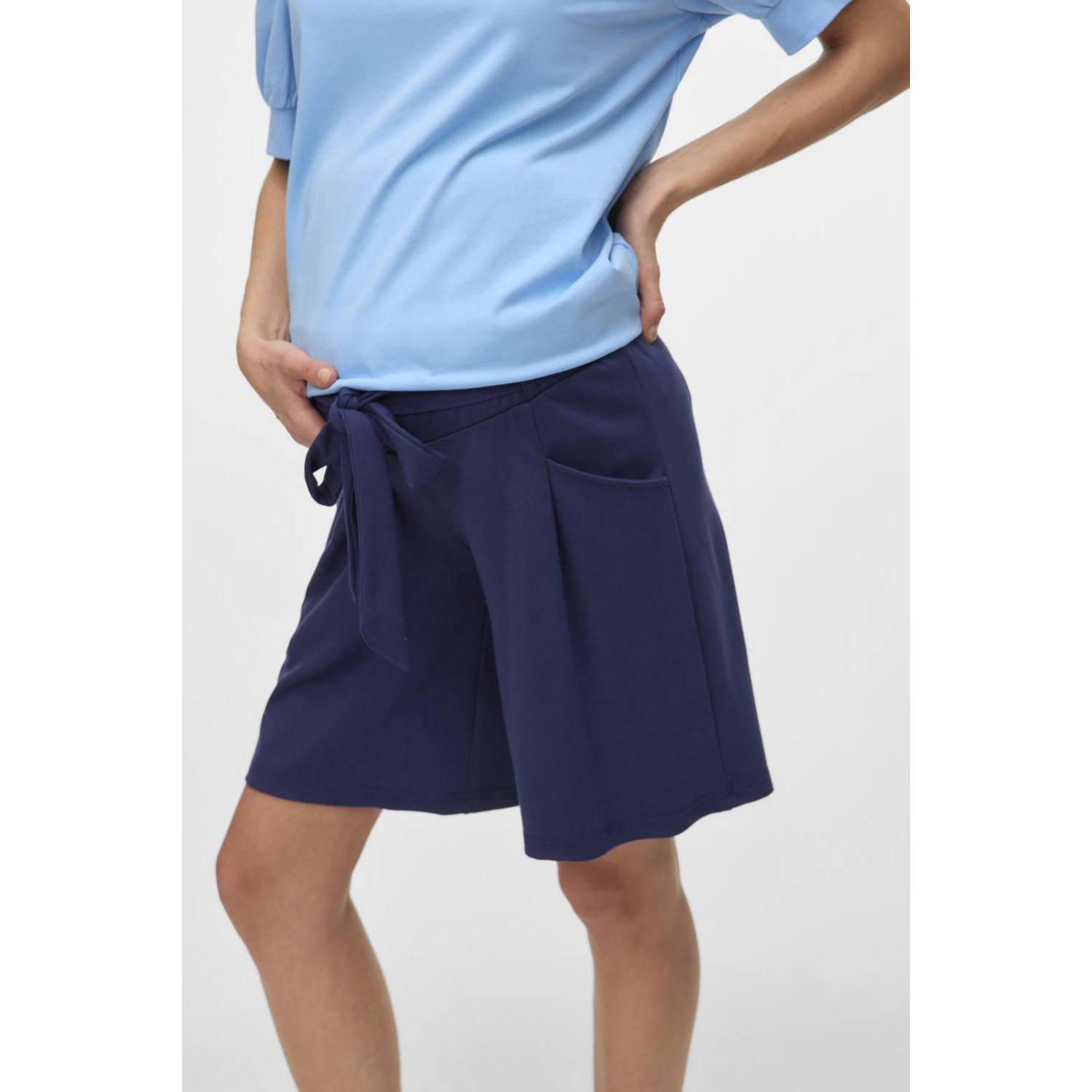 MAMALICIOUS regular waist zwangerschaps casual short donkerblauw