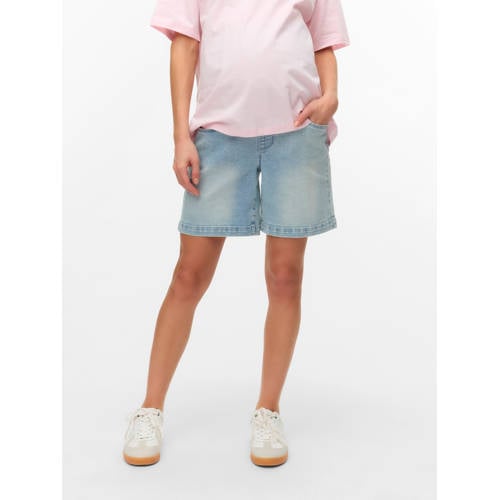 MAMALICIOUS slim regular waist zwangerschaps denim short light blue denim afbeelding