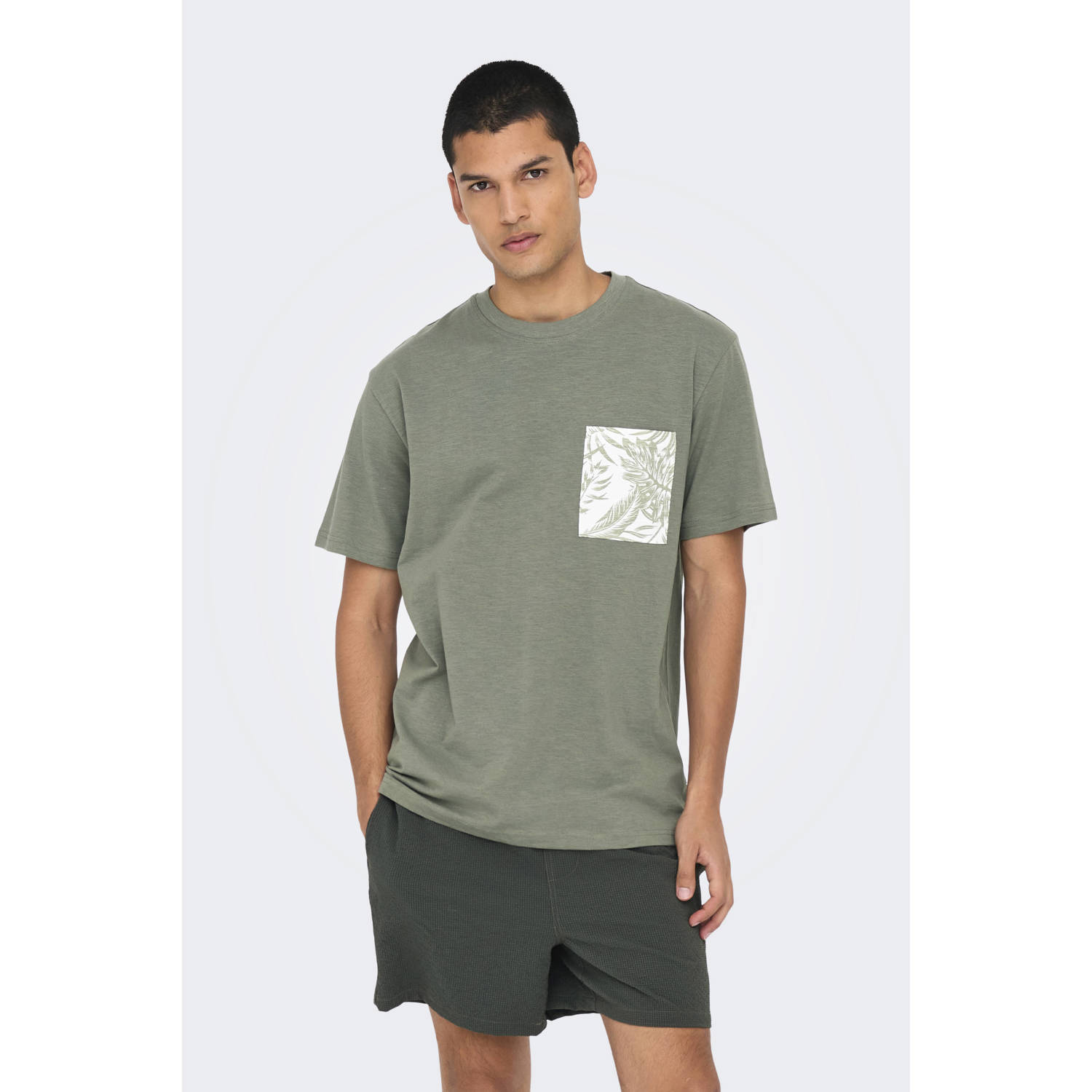 ONLY & SONS regular fit T-shirt ONSPERRY grijs