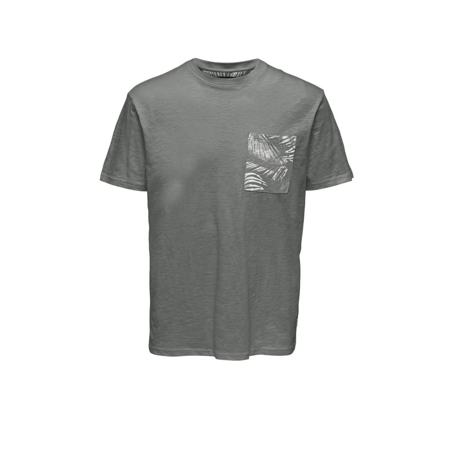 ONLY & SONS Shirt met ronde hals ONSPERRY LIFE REG LEAF POCKETTEE