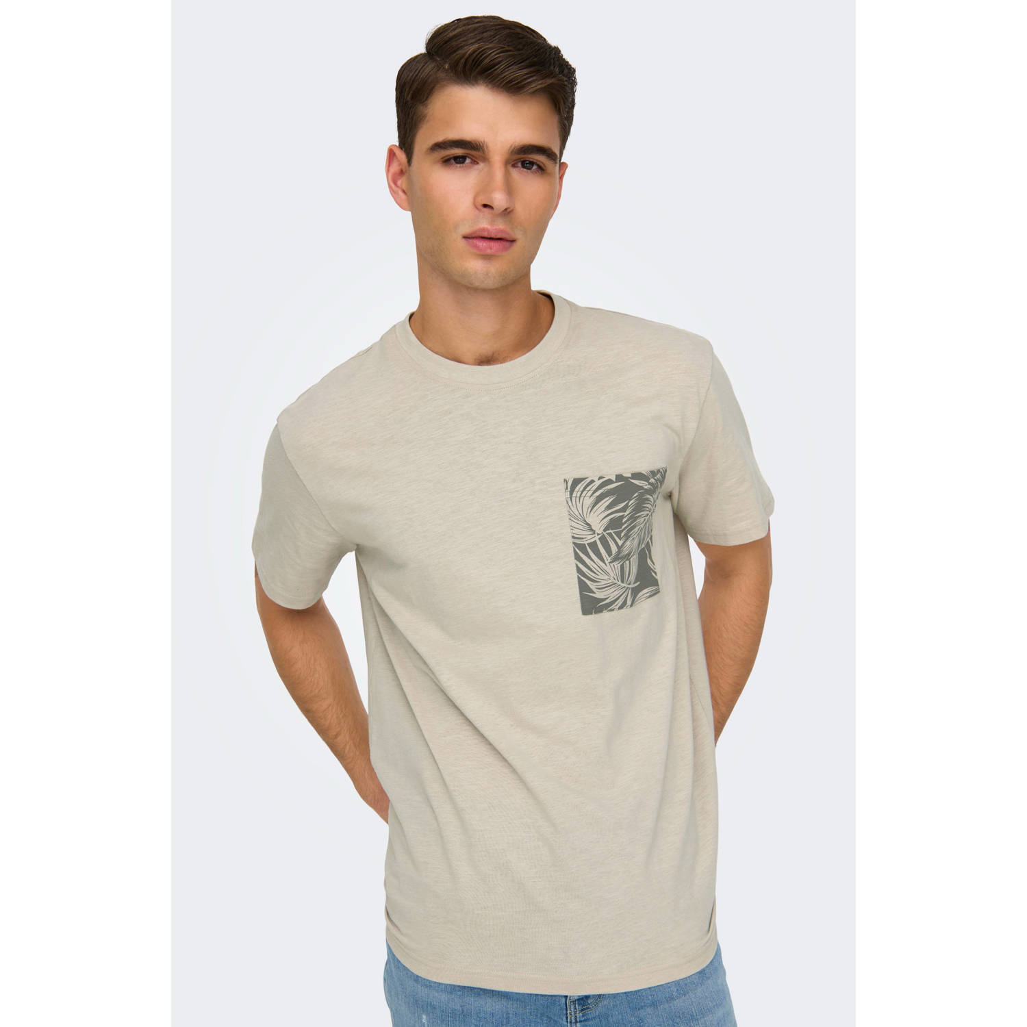 ONLY & SONS regular fit T-shirt ONSPERRY beige