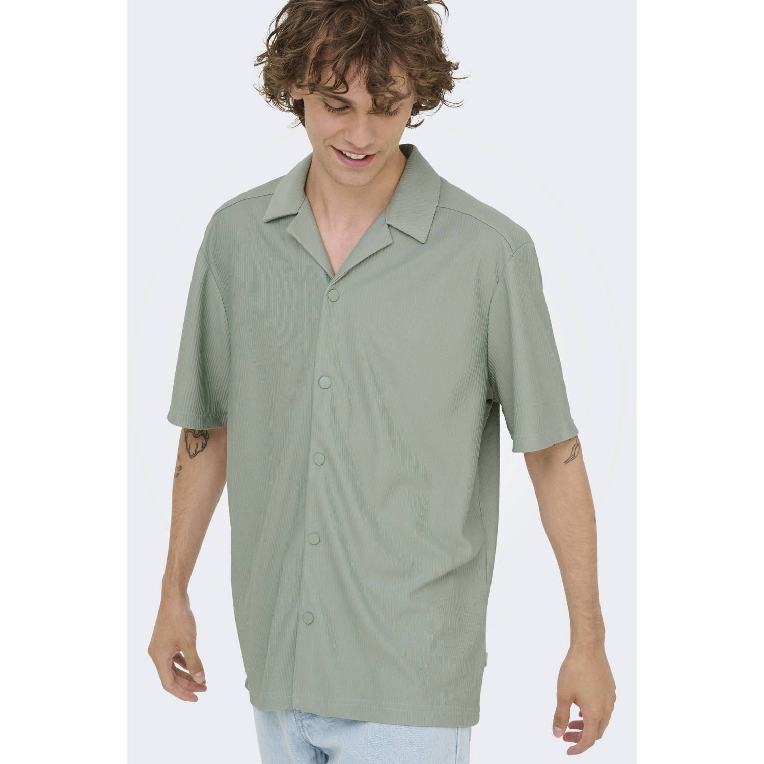 ONLY & SONS casual overhemd groen