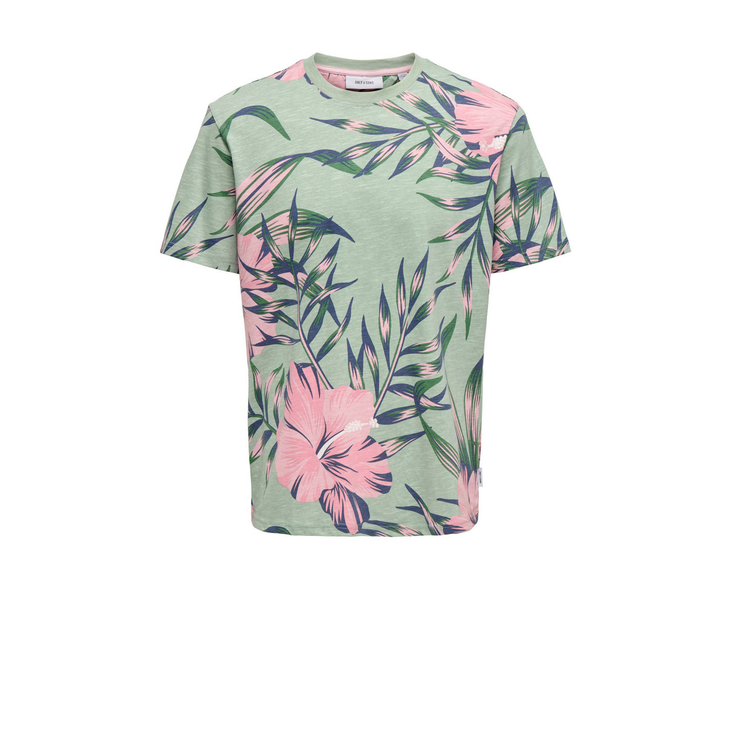 ONLY & SONS regular fit T-shirt ONSKLOP met all over print mintgroen