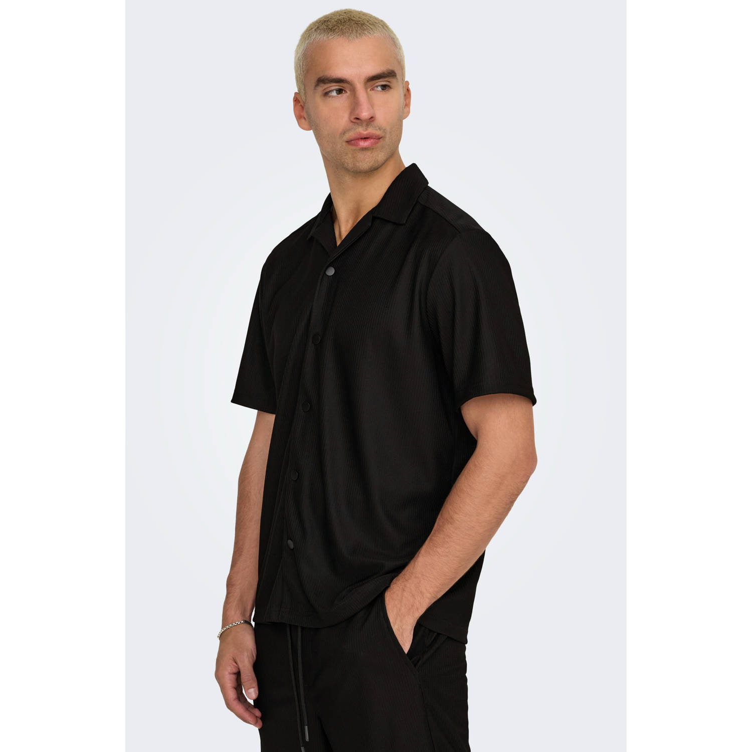 ONLY & SONS casual overhemd zwart