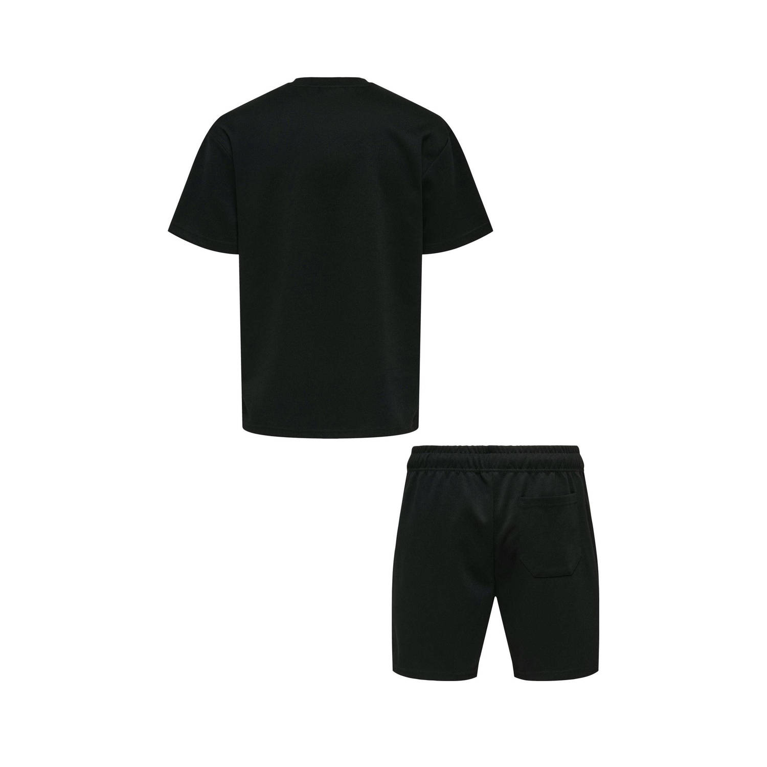ONLY & SONS T-shirt met sweatshort zwart (set van 2)