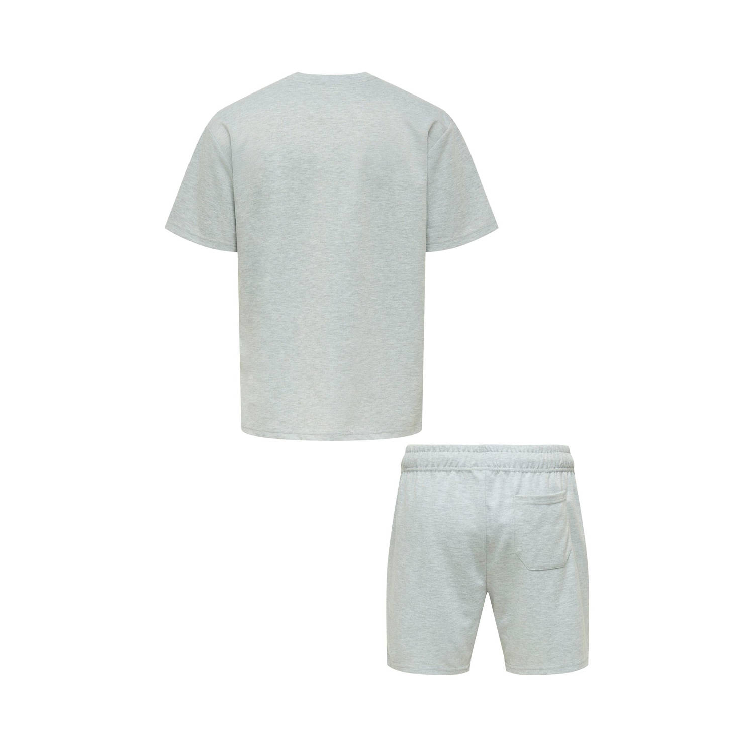 ONLY & SONS T-shirt met sweatshort grijs (set van 2)