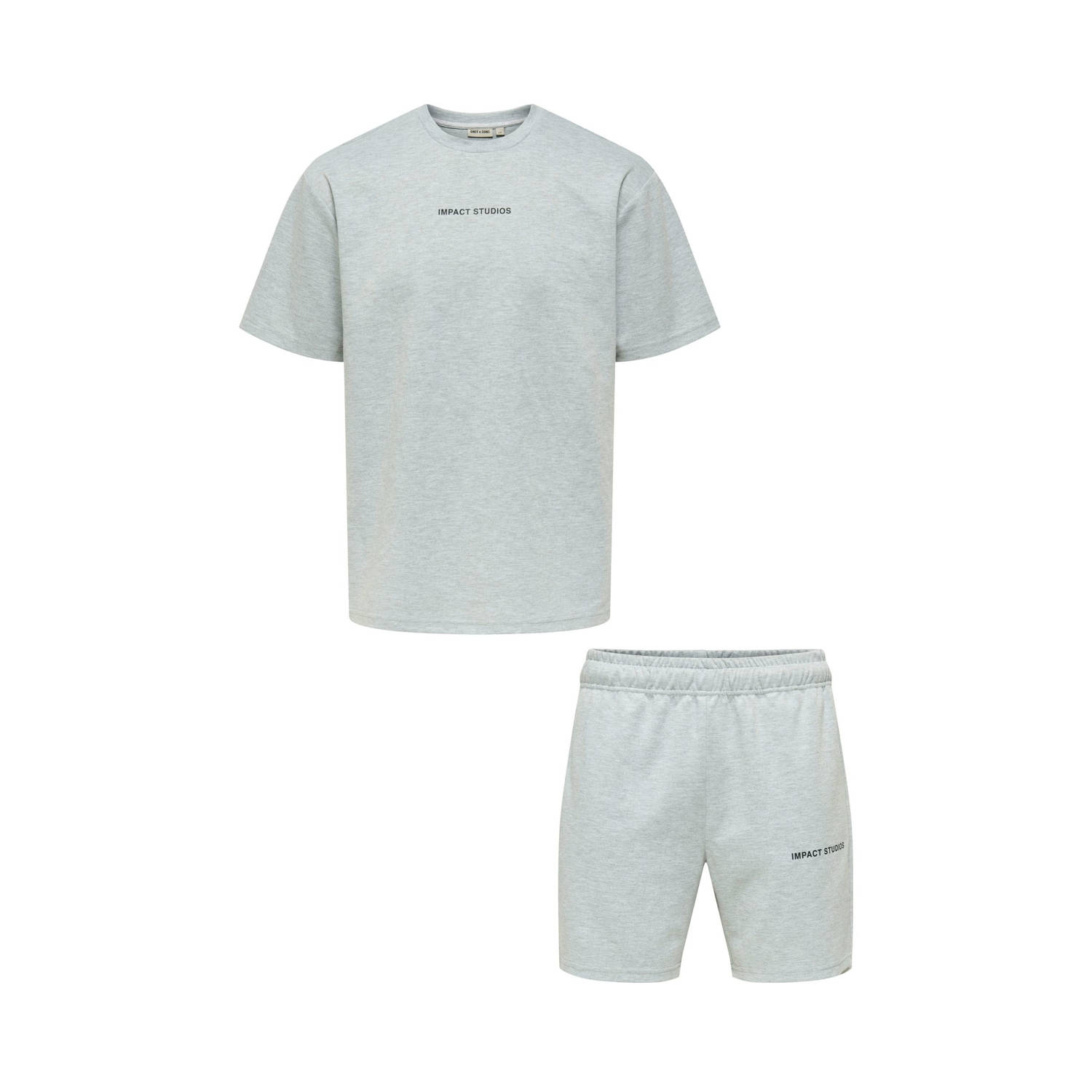 ONLY & SONS T-shirt met sweatshort grijs (set van 2)