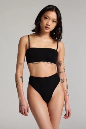 high waist string Smooth zwart