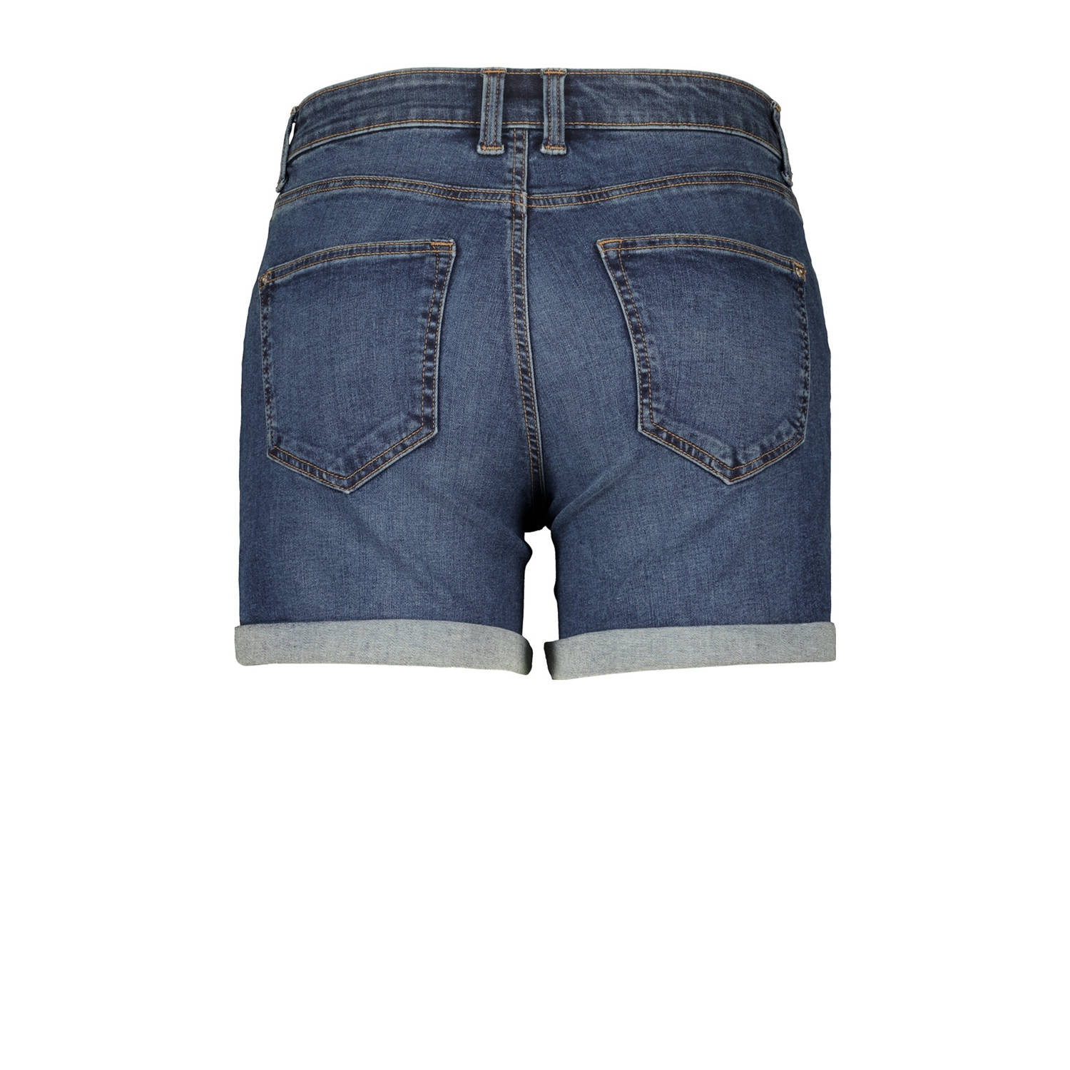 MS Mode straight regular waist denim short dark blue denim