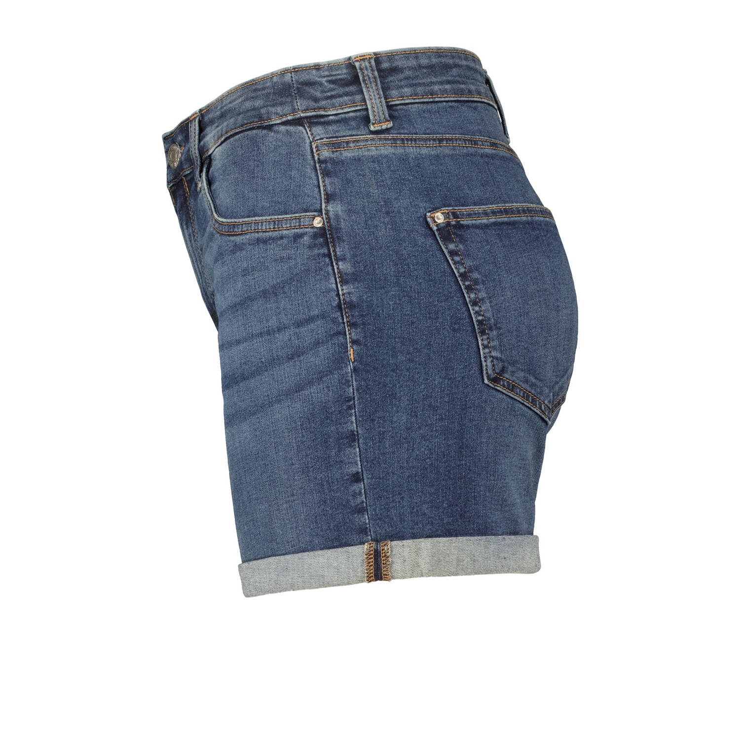 MS Mode straight regular waist denim short dark blue denim
