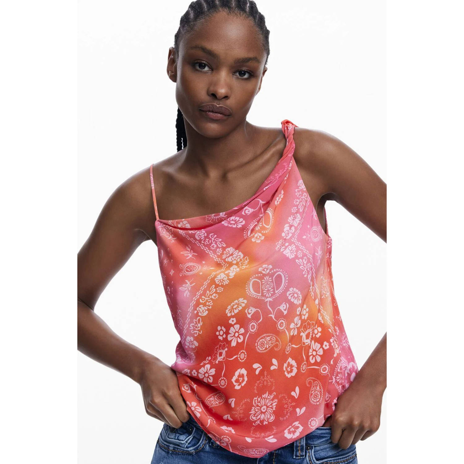 Desigual mouwloze top roze