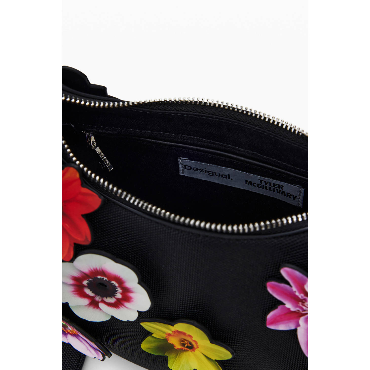 Desigual schoudertas met bloemen zwart