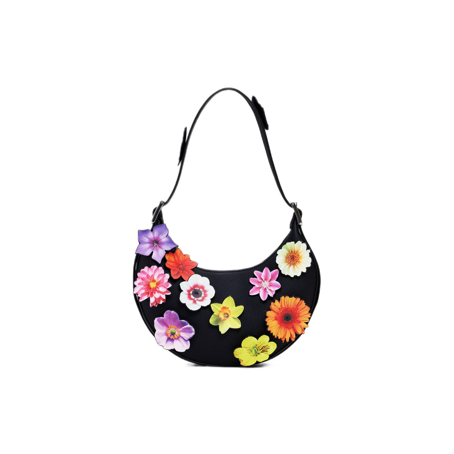 Desigual schoudertas met bloemen zwart