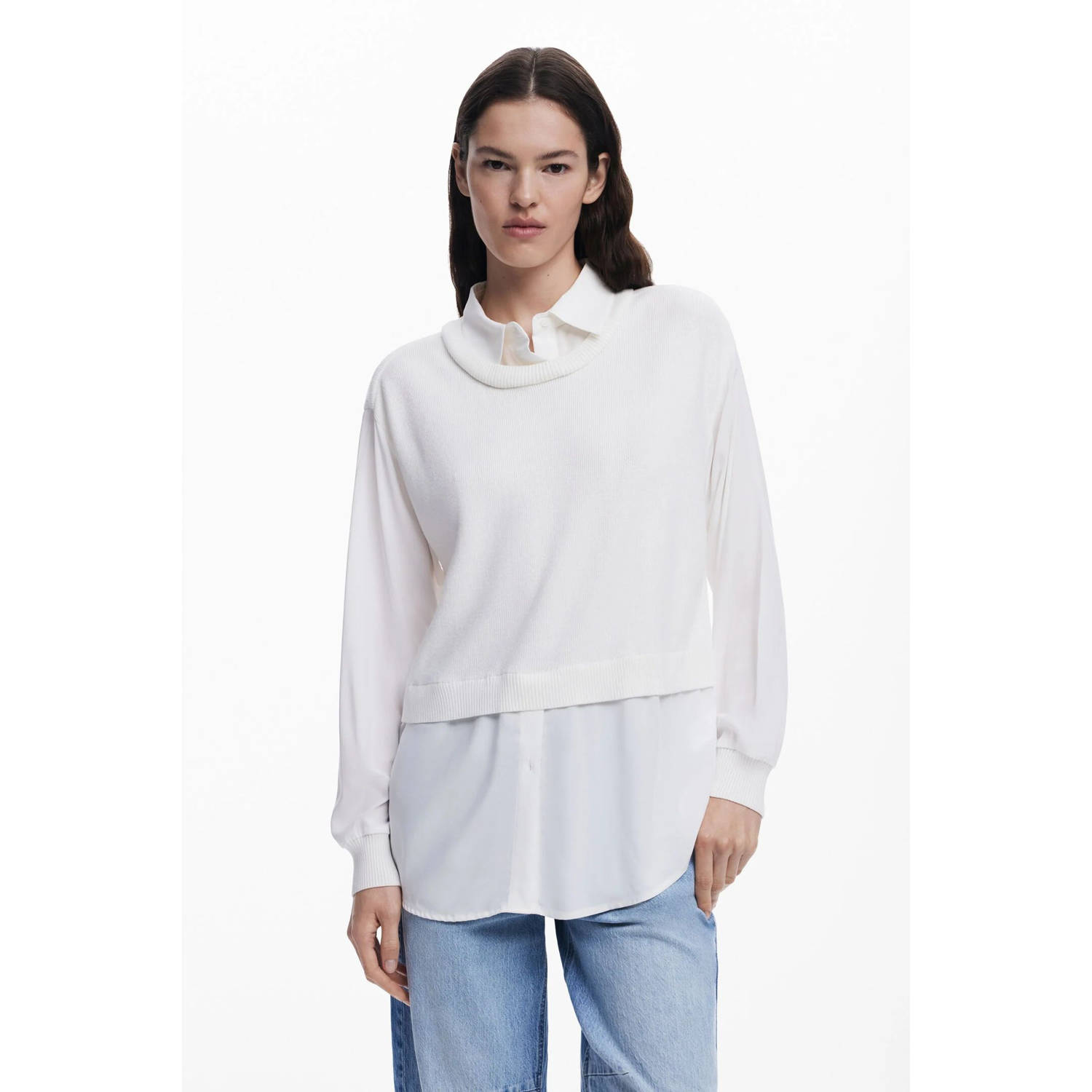 Desigual blouse ecru fijn gebreid