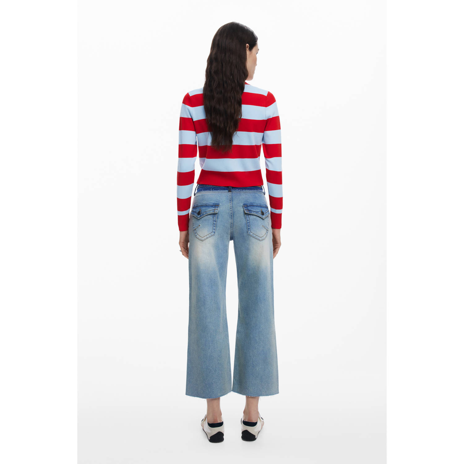 Desigual high waist cropped jeans medium blue denim