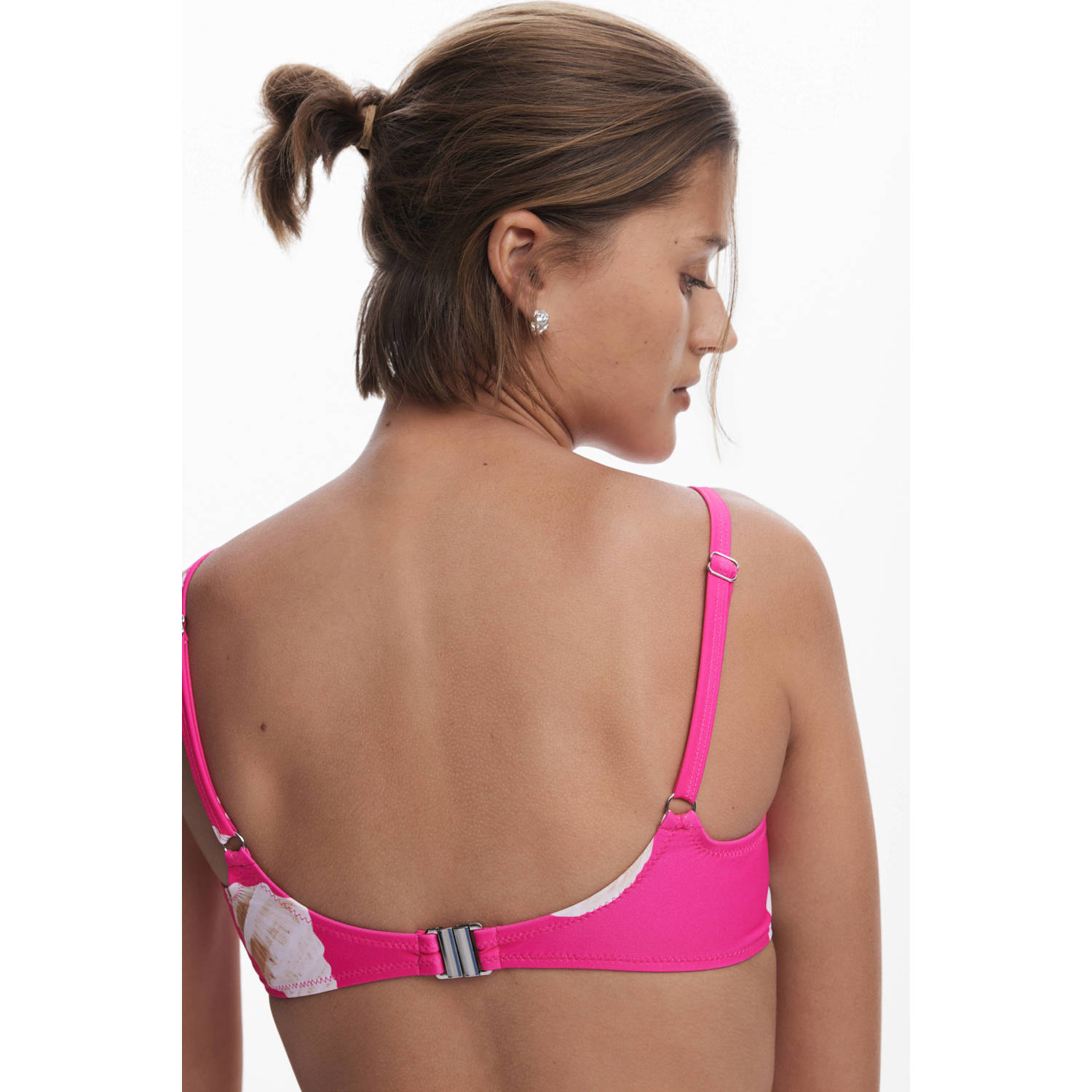 Desigual voorgevormde beugel bikinitop fuchsia wit