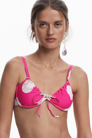 voorgevormde beugel bikinitop fuchsia/wit