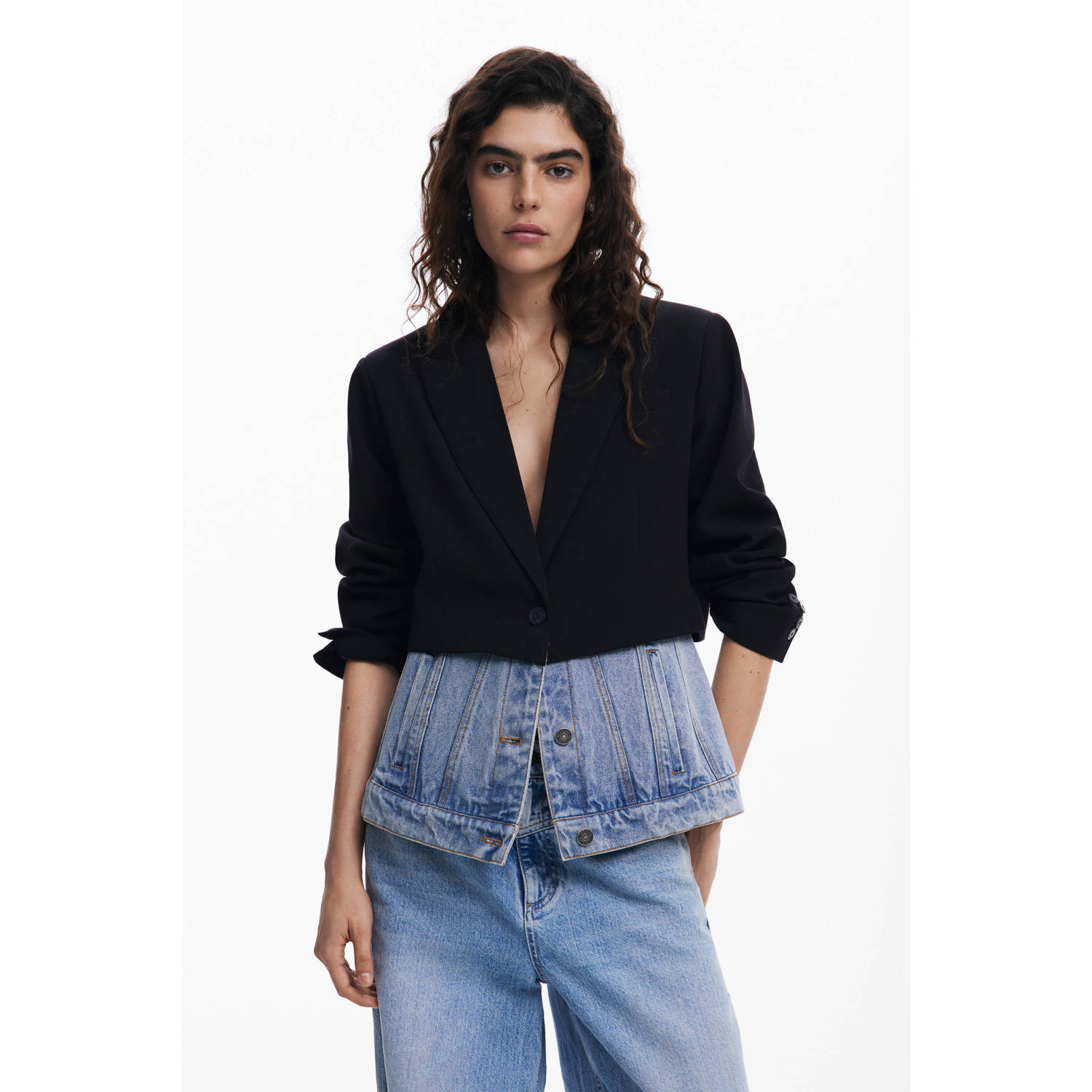 Desigual Zwarte Button-Up Jas Lente Zomer Vrouwen Black Dames