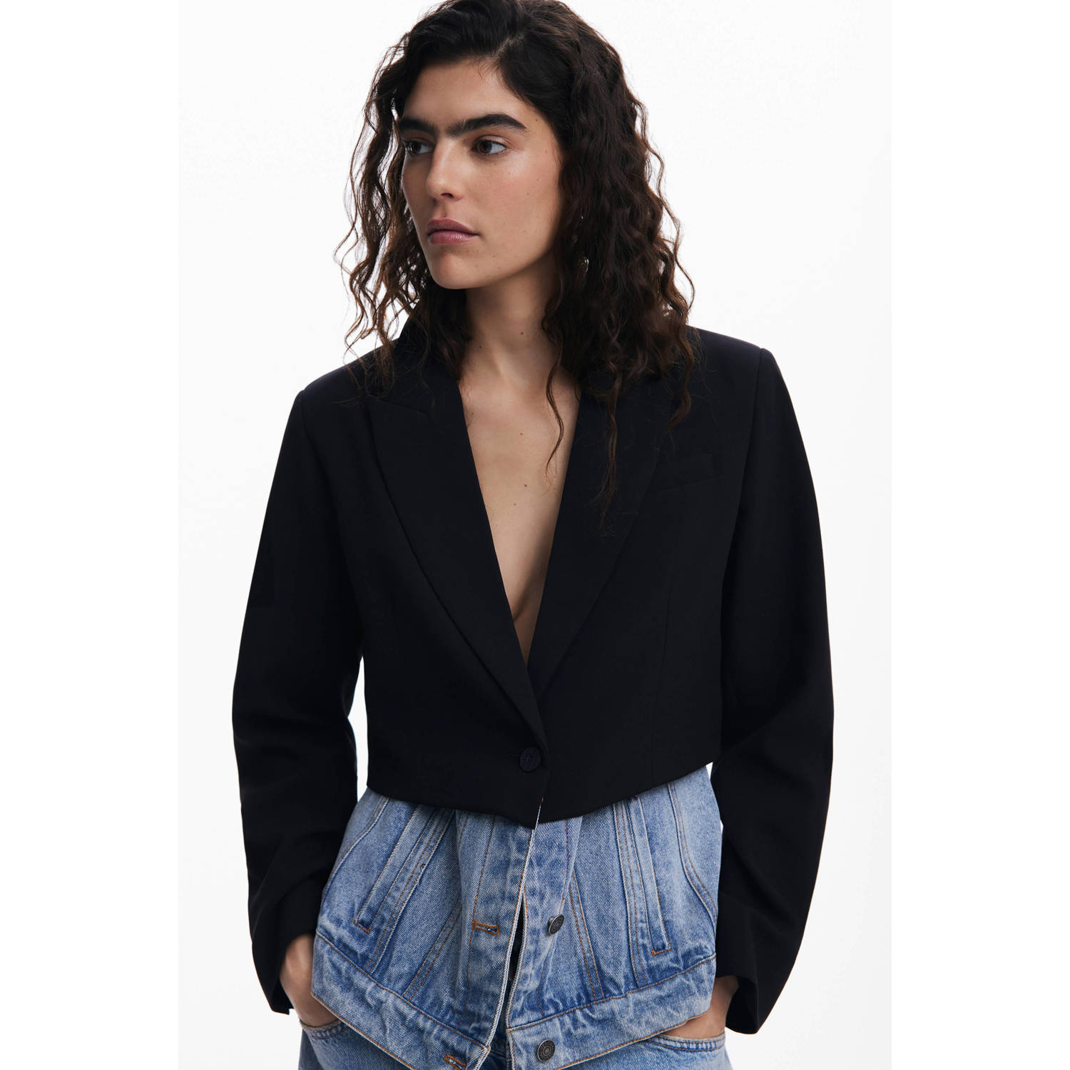 Desigual getailleerde blazer zwart