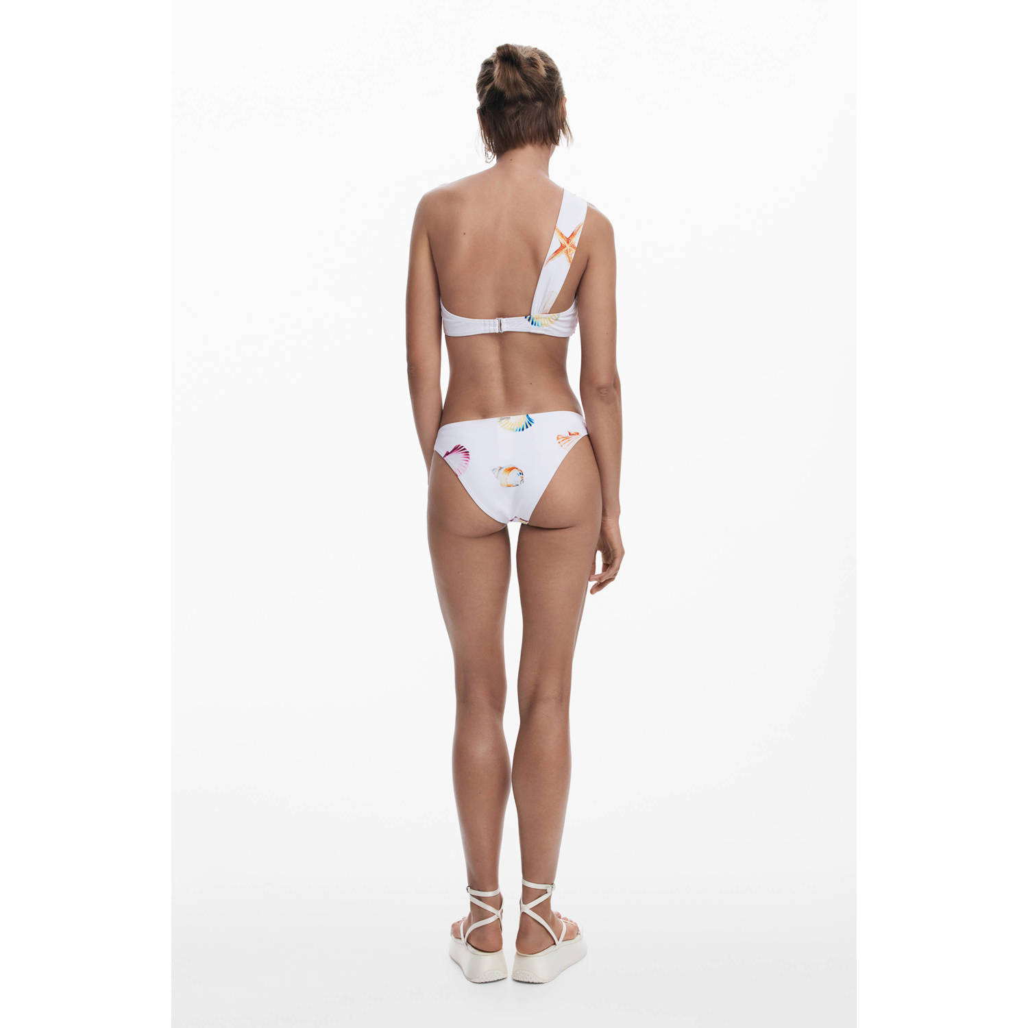 Desigual voorgevormde one shoulder bikinitop wit