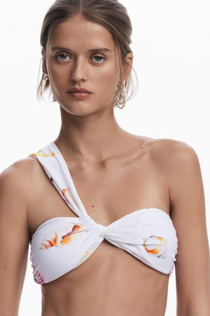 voorgevormde one shoulder bikinitop wit