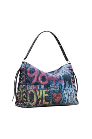denim schoudertas blauw