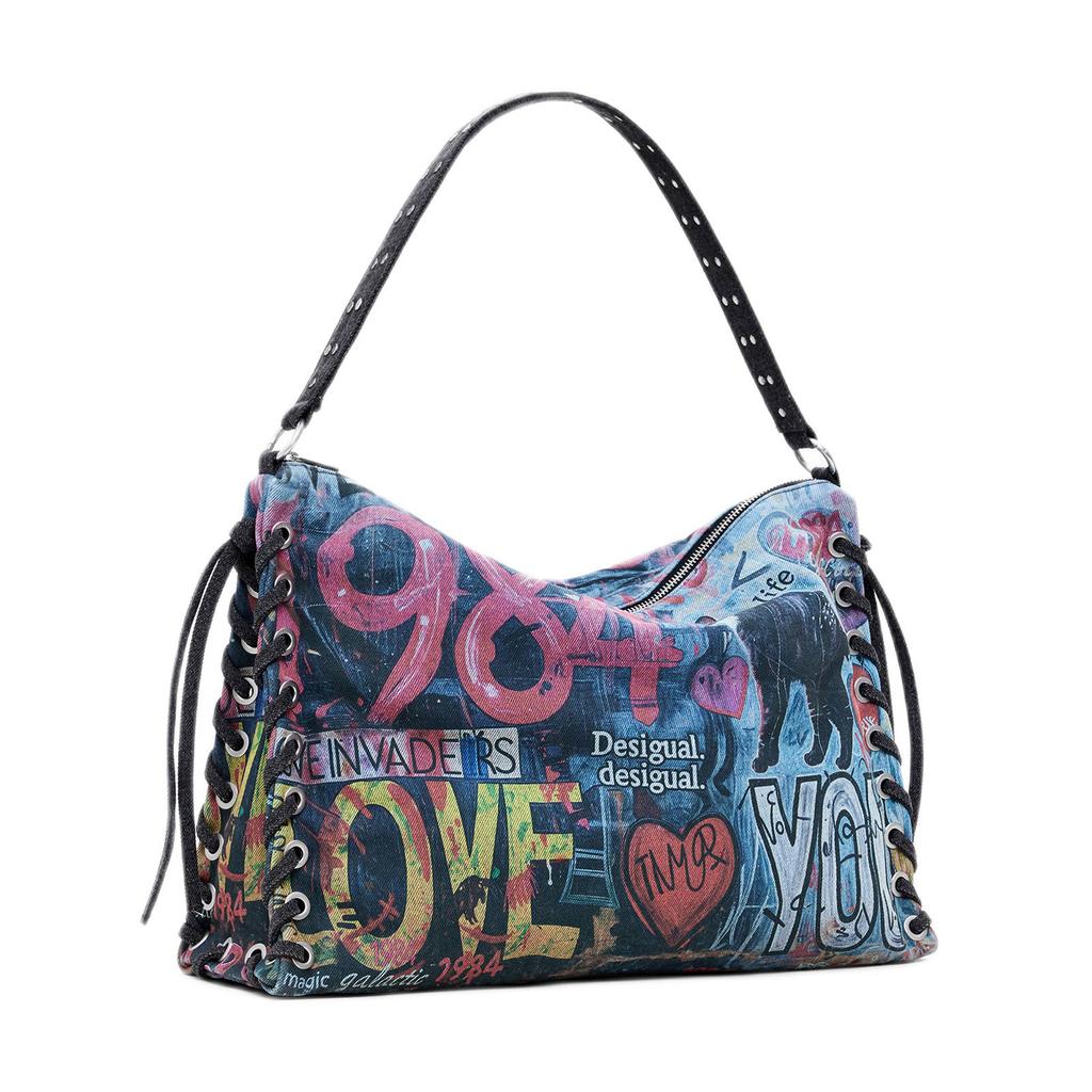 Desigual denim schoudertas blauw