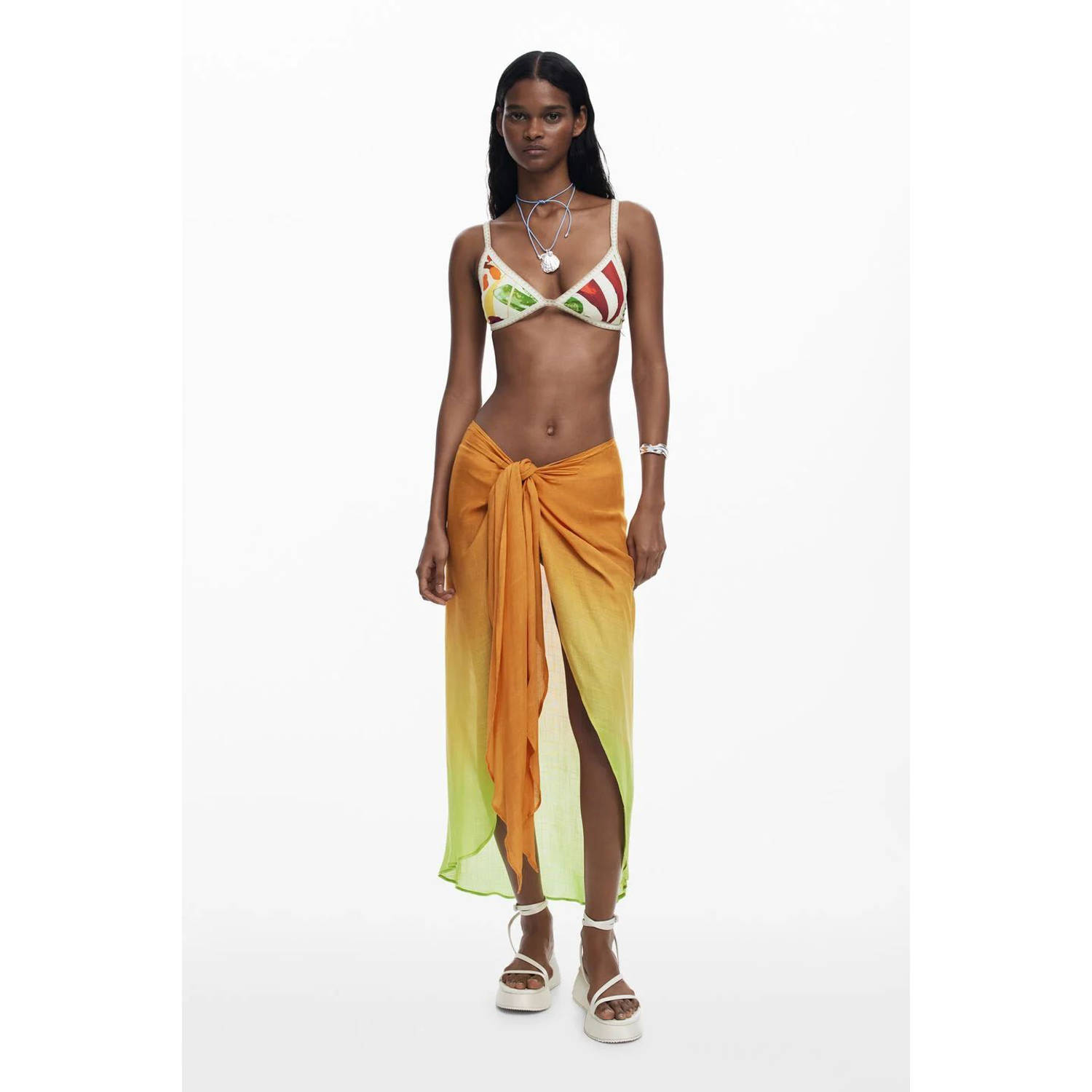 Desigual pareo oranje geel groen