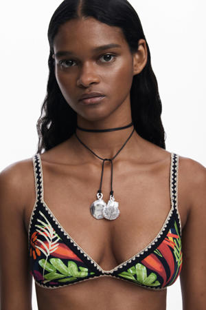 voorgevormde triangel bikinitop zwart/multi
