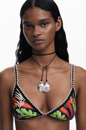 voorgevormde triangel bikinitop zwart/multi