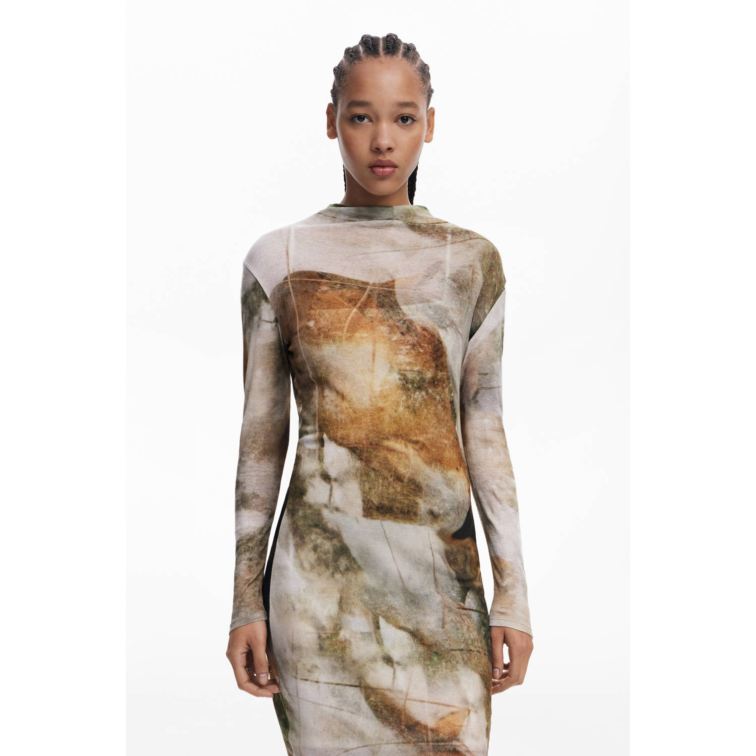 Desigual midi jurk beige
