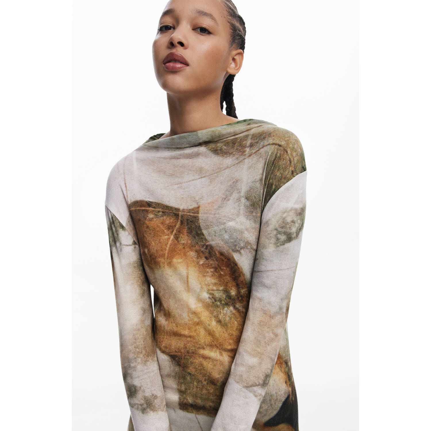 Desigual midi jurk beige